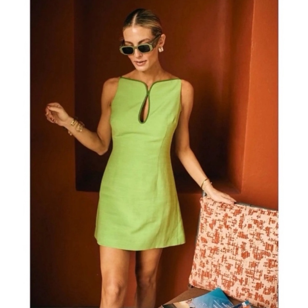 ANTONIO MELANI x MG Style Marin A-Line Chartreuse Sleeveless Mini Dress NWT